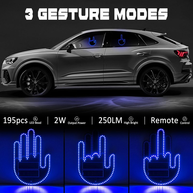 DIBMS Hand Gesture Light with Remote, Red LED Finger Funny