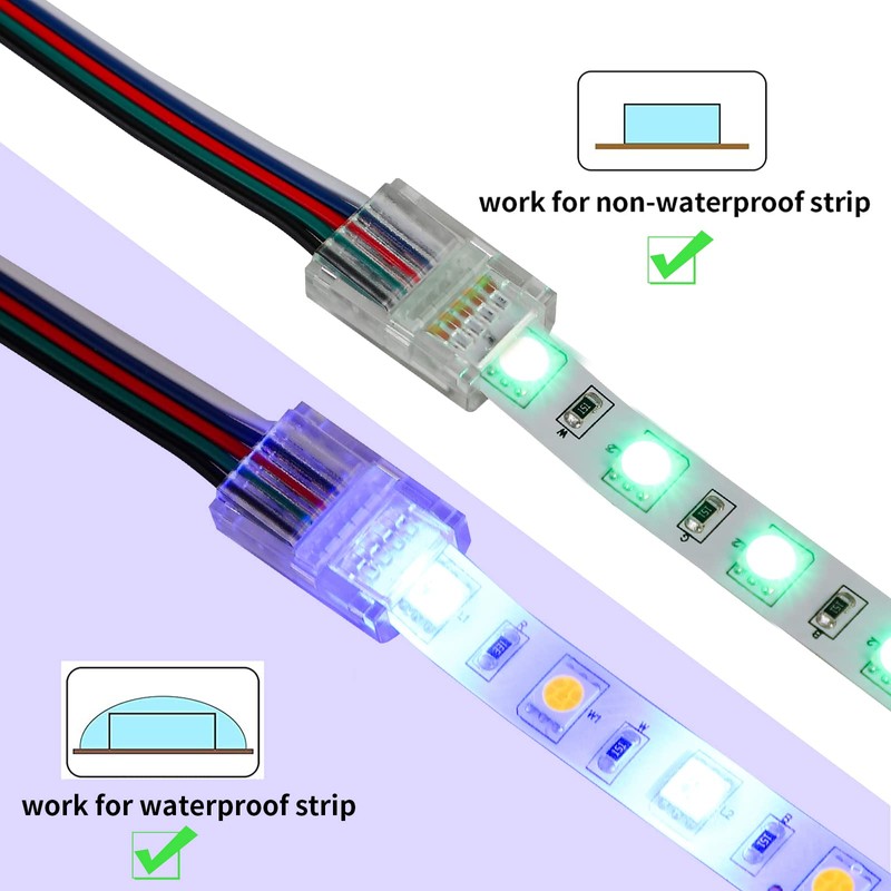 HOMELYLIFE 5 Pin RGBW LED Strip Connectors 10mm Solderless 20