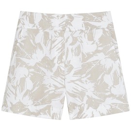 Club Monaco Women's Refined Flat Front Shorts, Oatmeal Base/Avione, 6