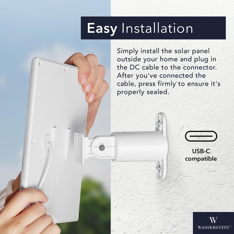 Wasserstein Solar Panel Compatible with Ring Spotlight Cam/Plus/Pro Battery, Stick