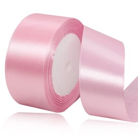 Pink Satin Ribbons 40 mm Wide, 22 Metres Ribbon, Gift Ribbon for Gift Wrapping, DIY Crafts, Bouquets, Sewing Projects, Bow Making, Birthday and Wedding Decorations