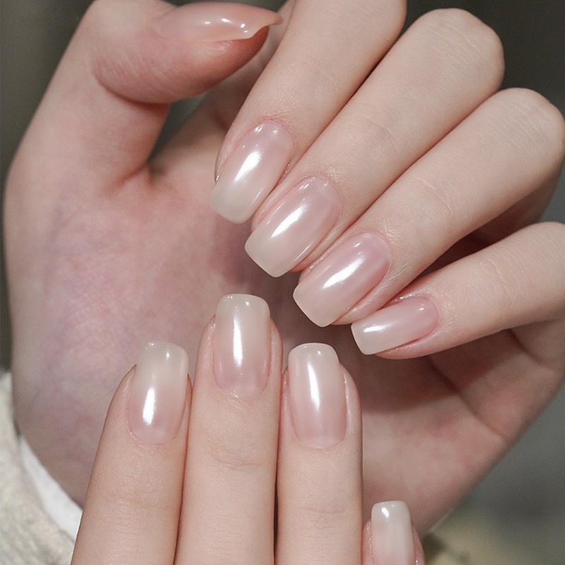 Polvo de uñas cromado blanco Aurora – Brillo espejo para