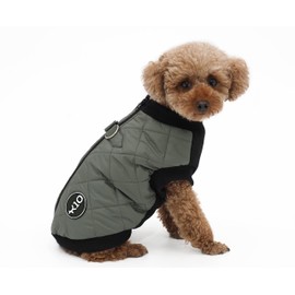 K10 Quiltee Coat - Warm Dog Coat with Leash Attachment - Water Resistant Jacket with Leash Ring - Built in D Ring Harness - Fleece Lined Vest - Lighter Than a Sweater - (XXXS,Olive Green)