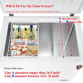 Orgneas 16.5inch Chest Freezer Organizer Bins Deep Freezer Basket Storage Rack Bins Metal Wire Baskets Large Size 2 Packs