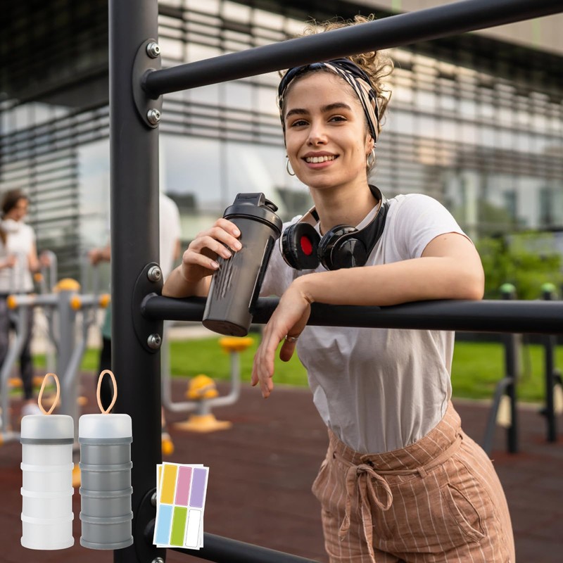 Ysglory 2 Packs Protein Powder Container 4 Stackable Formula Dispenser