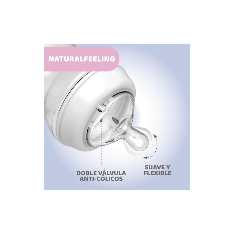 CHICCO, Biberón Natural Feeling, Color Blanco, 330 ml