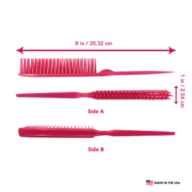 Allegro Combs 60 peines de tres filas para peluquería de peluquería de peluquería para cabello natural y pelucas para cabello rizado, fabricado en los Estados Unidos, 2 piezas. (rosa)