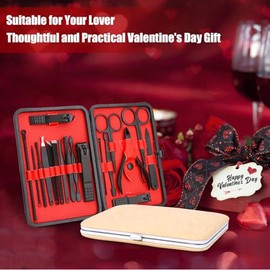 Manicure Set, Nail Set for Men, Stainless Steel Nail Clippers Set, Professional Pedicure Set, Foot Care, Nail Care Accessories for Toenails and Fingernails, Portable Nail Kit (Rose Gold)