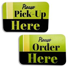 Pick up here and order here sign, 2 pack sign. For café shops, restaurants, registers, and point of sales desk