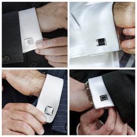 wynameleri Mens Cufflinks Set 4 Pairs Formal Business Shirts Dress Buttons Cuff Link Box Packed T0204001