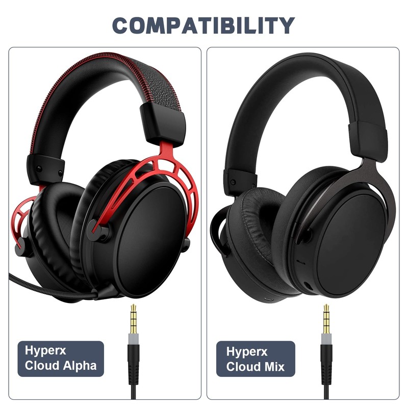 Saipomor 3.5mm Coiled Audio AUX Cable Compatible with HyperX Cloud
