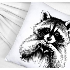 speecheese Waschbär zeigt Herz Kissen satiniert für Tierliebhaber als perfektes Valentinstagsgeschenk DekoKissen satiniert gemütlich