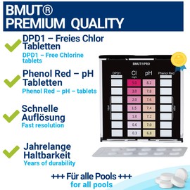 Pool Tester pH and Chlorine 2-in-1 Water Tester Shake Test DPD1 and Phenol Red Reagent Tablets (Pack of 2 x 100 Pieces)