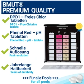 Pool Tester pH and Chlorine 2-in-1 Water Tester Shake Test DPD1 and Phenol Red Reagent Tablets (Pack of 2 x 100 Pieces)