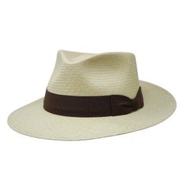 Borges & Scott Natural with Brown Ribbon - Sundowner Panama Hat - L