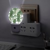 Chrobak Round LED Night Light,Green Leaves Palm Trees LED Night