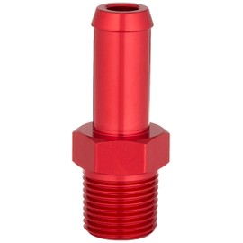 DNA MOTORING FT-1-9003-08-RD 3/8" Npt Male Straight To 1/2" Hose Port Nipple Aluminum Finish Adapter (Red)