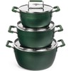 Granitestone Green Pots and Pans Set Nonstick, 6 Stackable Piece
