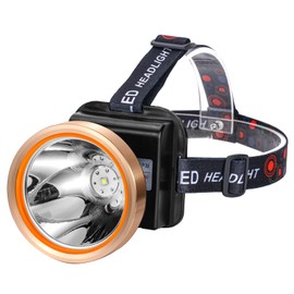 Hunting friends Superbright LED Rechargeable Headlamp,High Power 2 Light Modes Waterproof Headlight Adjustable Gold Head Troch Lamp for Hunting Fishing Hiking(White Light)