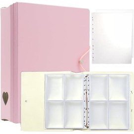 A5 Photocard Binder with 25 Pages 4 Pocket,2x3’’ Photocard Holder Book Sleeves, for Film Card DIY Collect Album (Pink)
