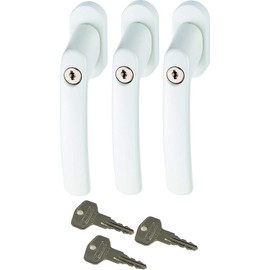 ABUS FG200 W SB Lockable Window Handle, White, Set of 3