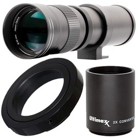 Ultimaxx 420-800mm (w/Converter 840-1600mm) f/8.3-16 Manual Telephoto Zoom T-Mount Lens Kit for Nikon D7500, D500, D600, D610, D700, D750, D800, D810, D850, D3100, D3200, D3300, D3400, D5100, D5200