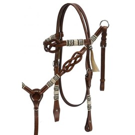 Showman Celtic Knot Headstall and Breast Collar Set with Rawhide Braided Accents.
