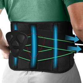 AOGOE Back Support Belt with 5 Metal Supports, Back Brace Lumbar Belt for Men and Women with Removable 3D Lumbar Pad for Lower Back and LWS, Back Strap for Work and Sports (2XL)