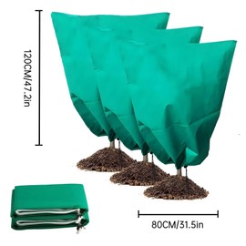 Tkxjry Pack of 2 Winter Plant Covers, 80 x 120 cm, Non-Woven Fabric Plant Cover, Frost Protection Film for Winter Plants, Plant Protection Bags, for Shrubs and Trees, Protects Your Plants from Damage