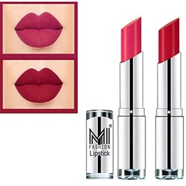 MI Fashion Crème Matte Lipsticks Set for Professionals Combo of 2 (Magenta, Red Bomber)