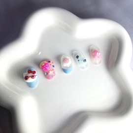 [Premium handmade embossed nail] Cat with glasses nail - Almond / [프리미엄 수제 엠보네일] 안경 쓴 고양이네일 - 아몬드