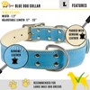 ADITYNA - Heavy-Duty Premium Blue Leather Dog Collar for Large