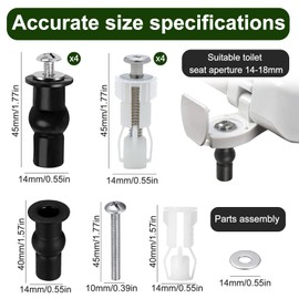 Yesimola Toilet Seat Fixed Screw, Stainless Steel Hinge for Toilet Lid, for Toilet Seat, Blind Hole Toilet Lid, Toilet Lid, Toilet Lid (2 Types)