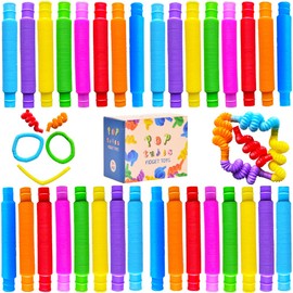 Paquete de 32 tubos de reventar burbujas, tubos para ansiedad para niños y adultos, juguetes sensoriales para aliviar el estrés y la ansiedad, juguetes educativos de aprendizaje para niños