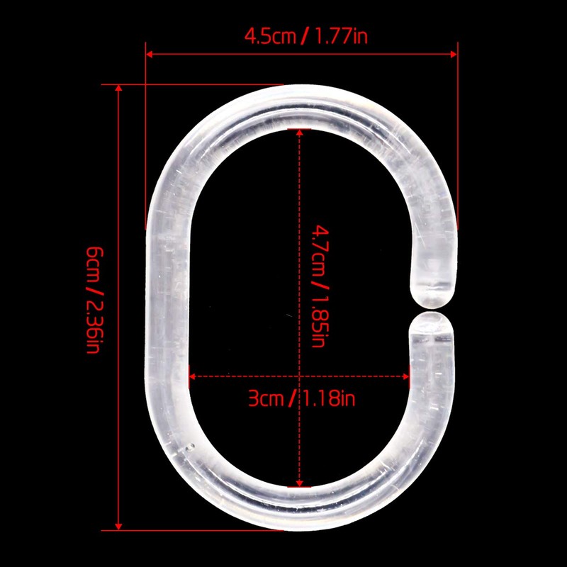 Top-Spring Plastic Shower Curtain Rings - Pack of 24, Clear