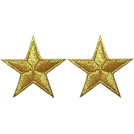 Ranger Return Set 2 of Small Cute Mini Star Sign Badge Shape Tiny Decal Applique Sew Iron on Embroidered Patches - Gold (Star-GL-MINI2)