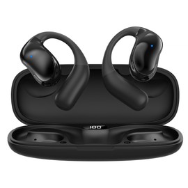 Fenpos Bluetooth Open Ear Wireless Earbuds: On Ear Headphones with Hi-Fi Stereo Audio, Touch Control Bluetooth Headphones, Waterproof Sport Earphones with Mic for Android/iOS (400mAh Black)