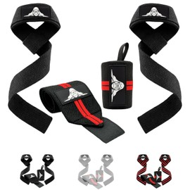 Set of Weight Lifting Straps & Wrist Wraps Support - Gym Equipment and Crossfit Accessories for Men and Women - Heavy Duty Weightlifting Powerlifting Deadlifting - Fitness Gift