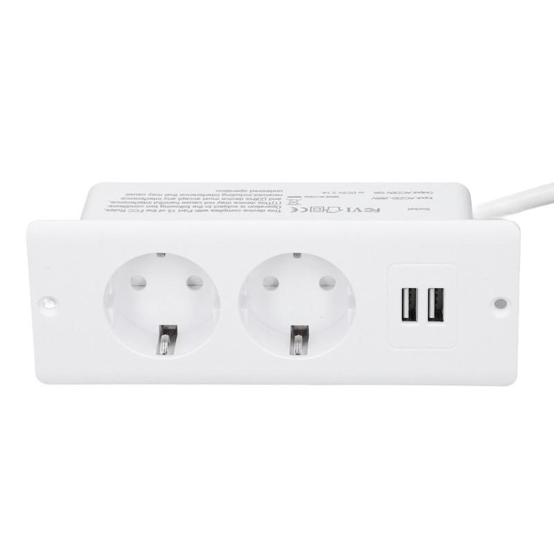 Embedded Power Outlet 2 USB 2 10A Ports Recessed Desk