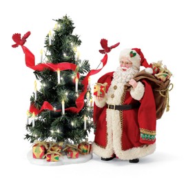 Department 56 Possible Dreams Santa Christmas Traditions Cardinal Tree Lit Figurine Set, 15 Inch, Multicolor