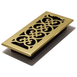 Decor Grates SPH410 Floor Register, 4x10, Polished Brass Finish