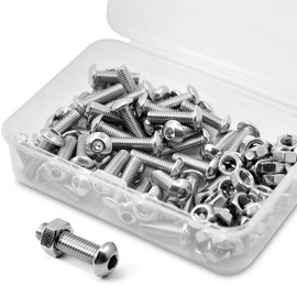 (50 Sets) M5-0.8 x 10mm Socket Head Cap Screws and Nuts Set 304 Stainless Steel 18-8 Button Head Bolts