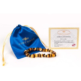 AMBERAGE Natural Baltic Amber Bracelet for Adults (Women/Men) - Hand made From Polished/Certified Baltic Amber Beads(4 Colors) (MULTI)