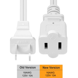 VSEER 2 Prong Extension Cord US AC 2-Prong Male and Female Power Cable SPT2 16AWG 13A/125V, USA Outlet Saver Power Extension Cord Cable for NEMA 1-15P to NEMA 1-15R 1FT