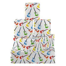 Hunts England - 5 Sheets Of Electric Guitar Birthday Fun Wrapping Paper For Men/Women - Includes 5 Gift Tags - Folded Gift Wrap - Iconic Collection - For Son, Daughter, Dad, Husband, etc.