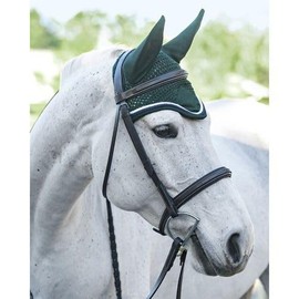 Dover Saddlery Equestrian Piped Ear Bonnet - Navy/White/Navy - Horse-F/S