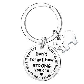 Tihnvk Elephant Keychain for Friend Inspirational Gifts for Elephant Lovers Graduation Gifts for Daughter Son Don't Forget How Strong You Are