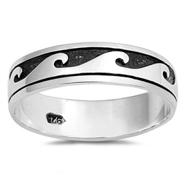 Wave Cute Fashion Ocean Tide Unique Ring New 925 Sterling Silver Band Size 6