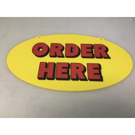 BiggyGraphics SINGLE SIDED DIECUT PLEXIGLASS SIGN ORDER HERE NEW RED ON YELLOW