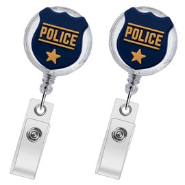 Police Badge Reel - Cute Retractable ID Holder for Nurses, Medical Staff, Teachers & Students - 2 Pcs